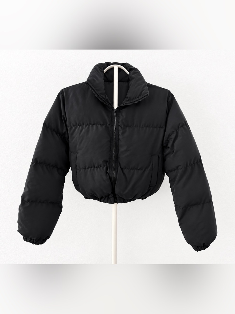 Black Cropped Puffer Jacket